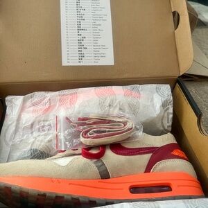 Nike Beige and Red Sneakers with Orange Sole